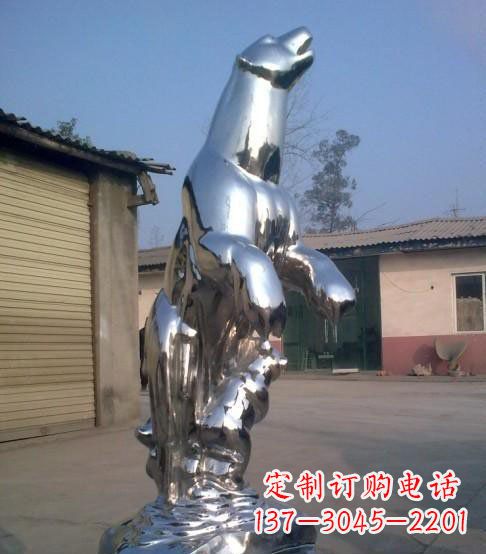 东营公园不锈钢抽象北极熊动物雕塑