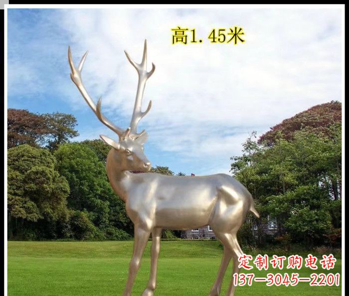 东营高端室外不锈钢巨型动物鹿雕塑