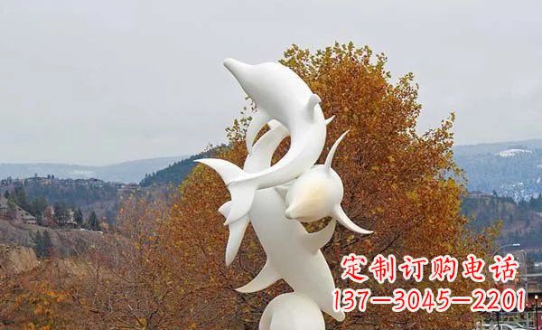 东营公园不锈钢海豚动物雕塑