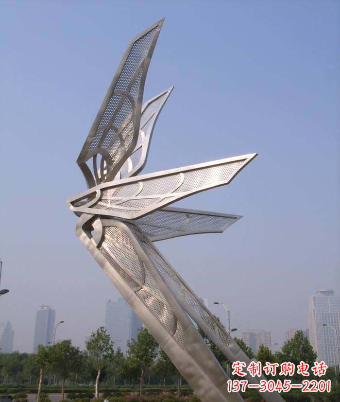 东营大型不锈钢蝴蝶翅膀雕塑