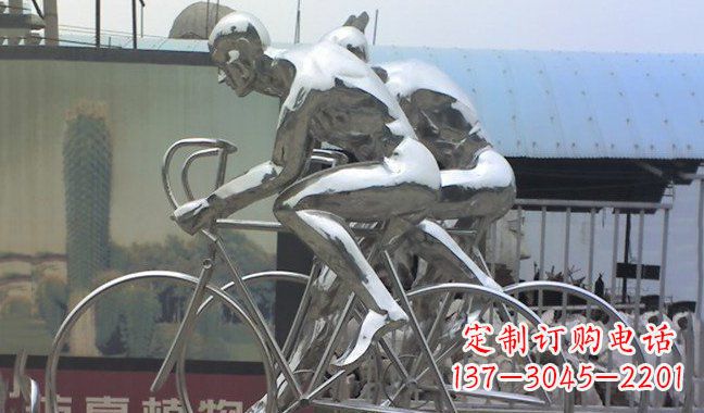 东营不锈钢骑行自行车雕塑