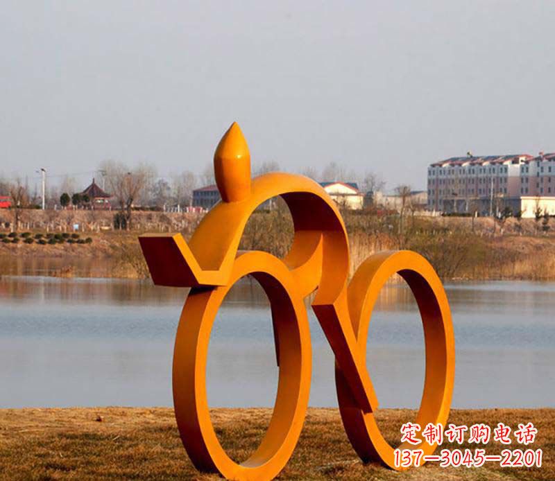 东营产品名称健康运动不锈钢骑自行车人物雕塑