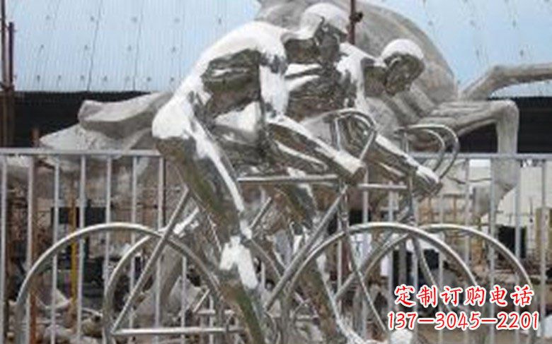 东营铸造不锈钢骑自行车景观雕塑