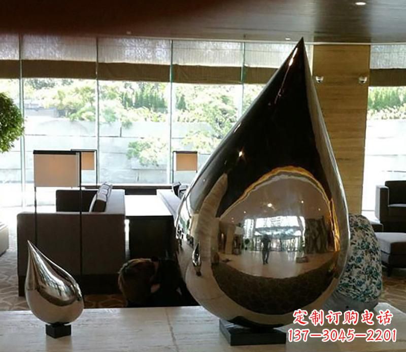 东营公园不锈钢水滴球景观雕塑