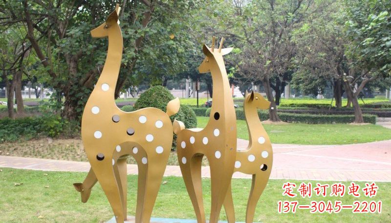 东营彩色不锈钢梅花鹿雕塑