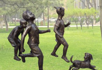 东营仿铜跑步小孩雕塑