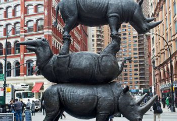 东营精美犀牛铜雕，城市街道创意装饰
