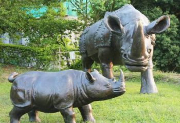 东营犀牛铜雕-公园园林草坪室内外装饰雕塑