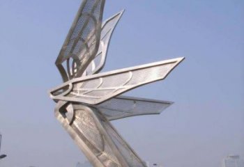 东营大型不锈钢蝴蝶翅膀雕塑