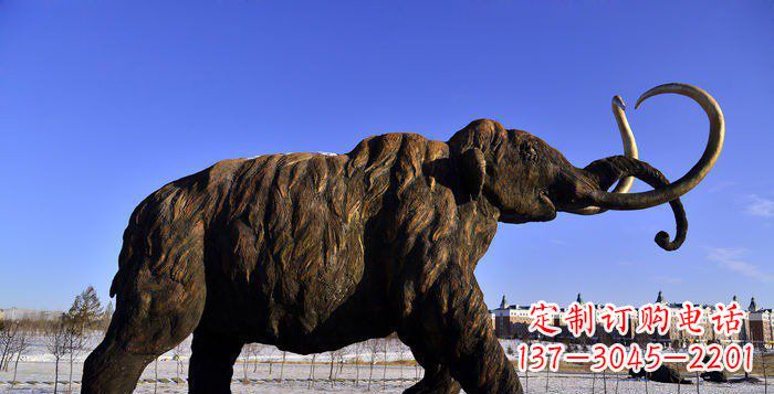 东营公园抽象大象动物铜雕 (2)
