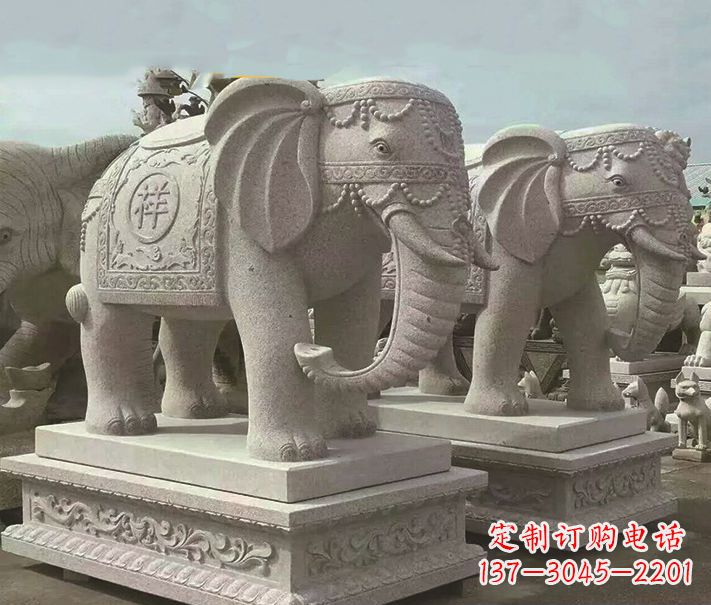 东营精美大象大理石雕塑