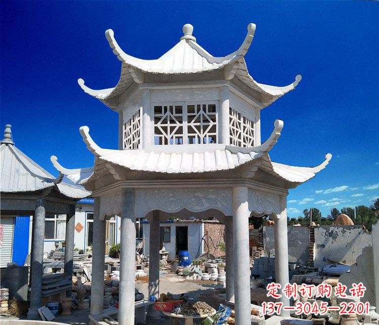 东营大理石双层凉亭雕塑