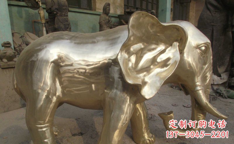 东营公园大象动物铜雕_2