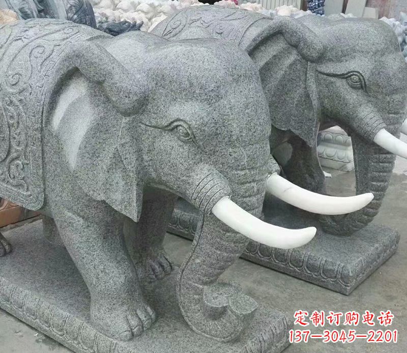 东营象征力量的大理石大象雕塑