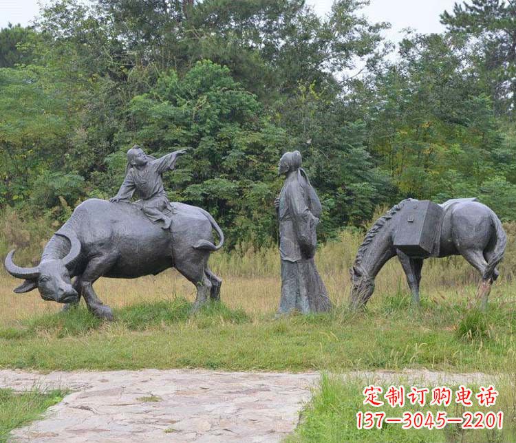 东营杜牧小品铜雕精致雕刻，传递出朴实之美