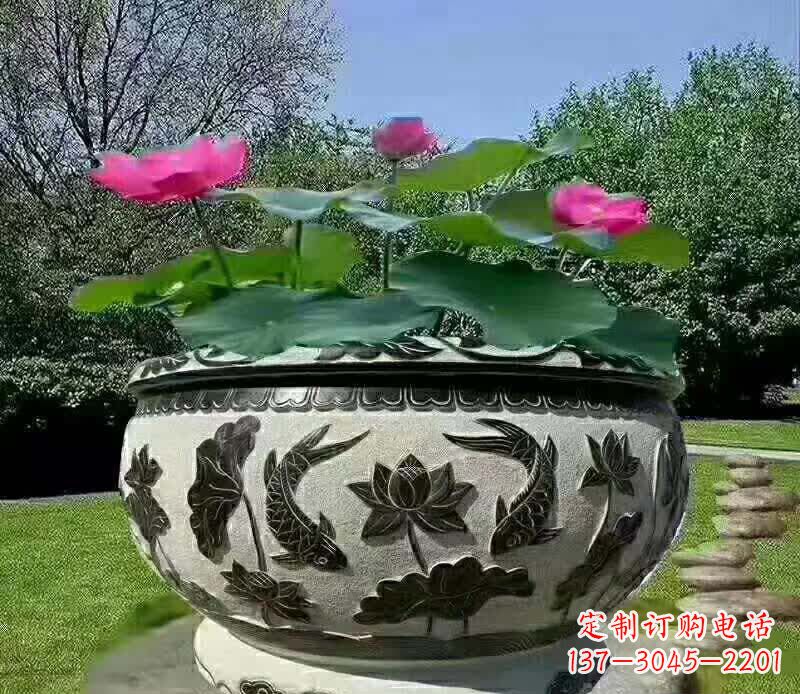 东营唯美鲤鱼水缸雕塑