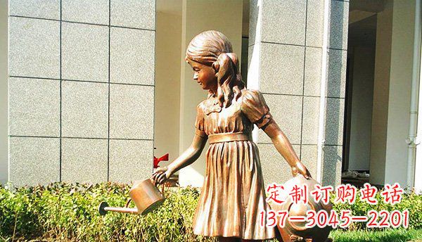 东营可爱的公园小女孩铜雕