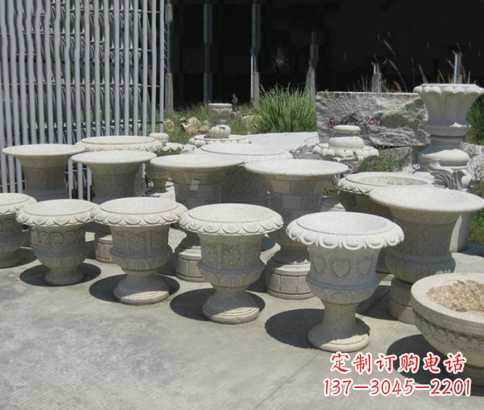 东营大理石花盆石雕艺术品