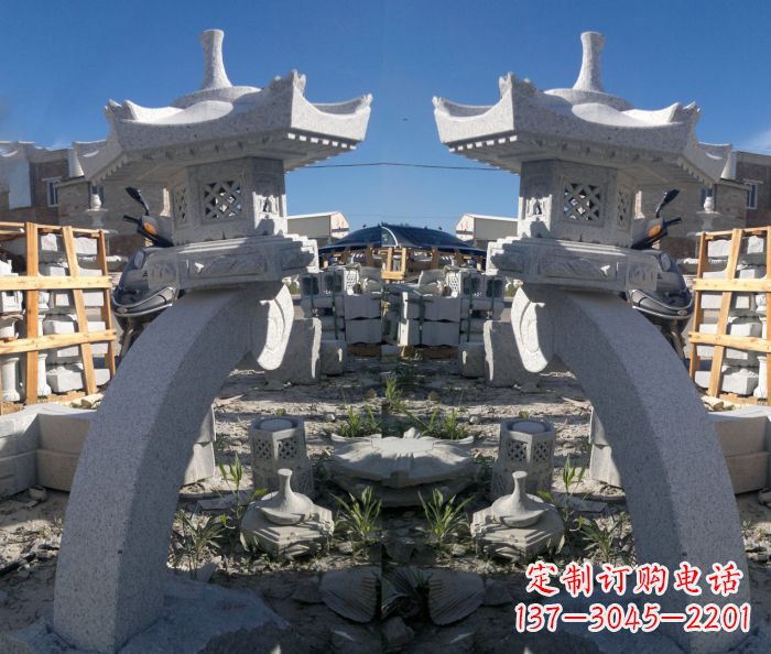 东营精美大理石镂空石灯雕塑