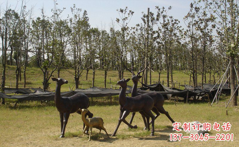 东营优雅雕塑-梅花鹿铜雕