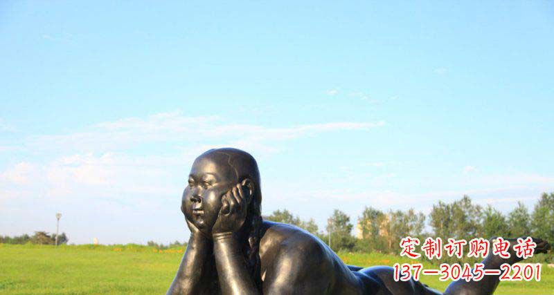 东营美好时光,萌萌哒胖女孩青铜雕塑