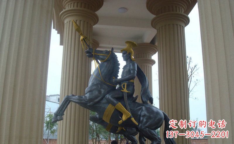 东营公园骑马的罗马士兵人物铜雕