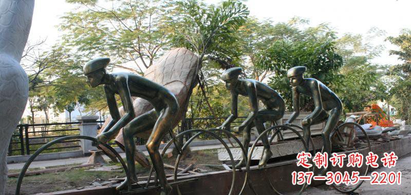 东营精致铜雕自行车景观雕塑