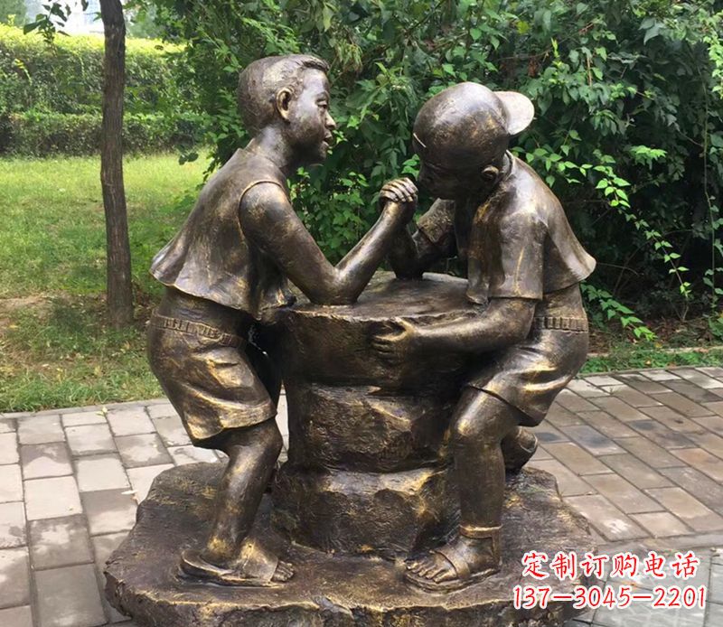 东营童心盎然儿童铜雕