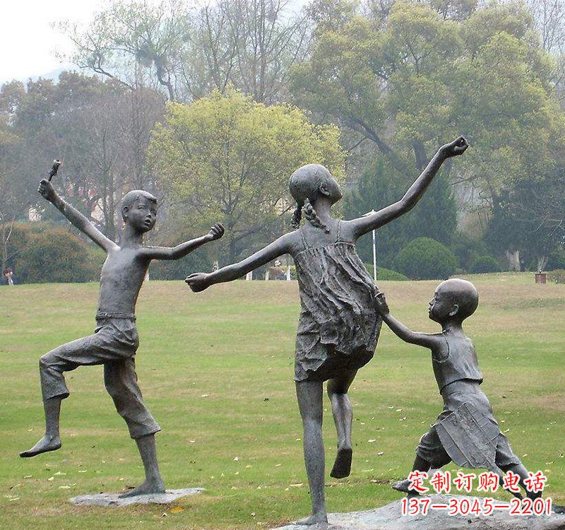 东营公园人物放风筝的儿童铜雕