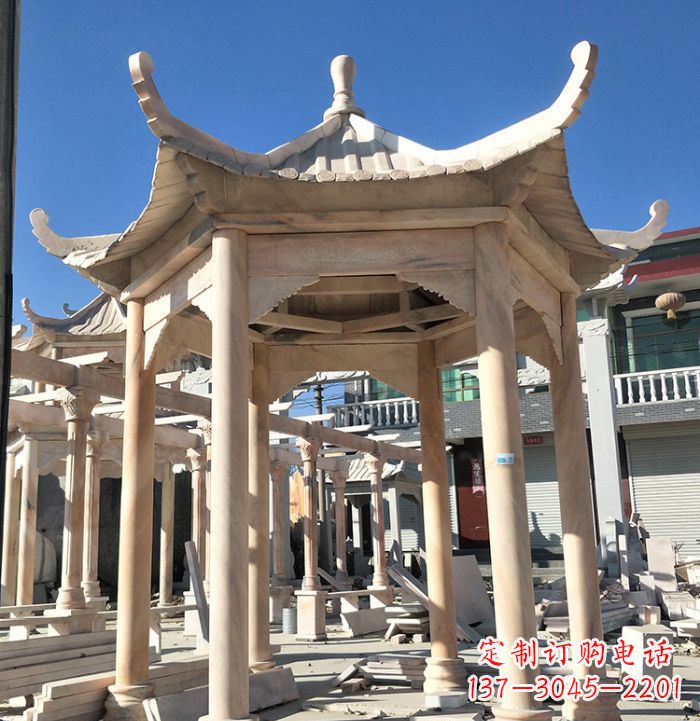 东营公园晚霞红凉亭雕塑