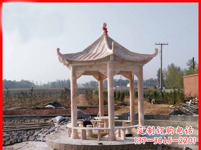 东营享受晚霞红,迎接舒适凉亭雕塑