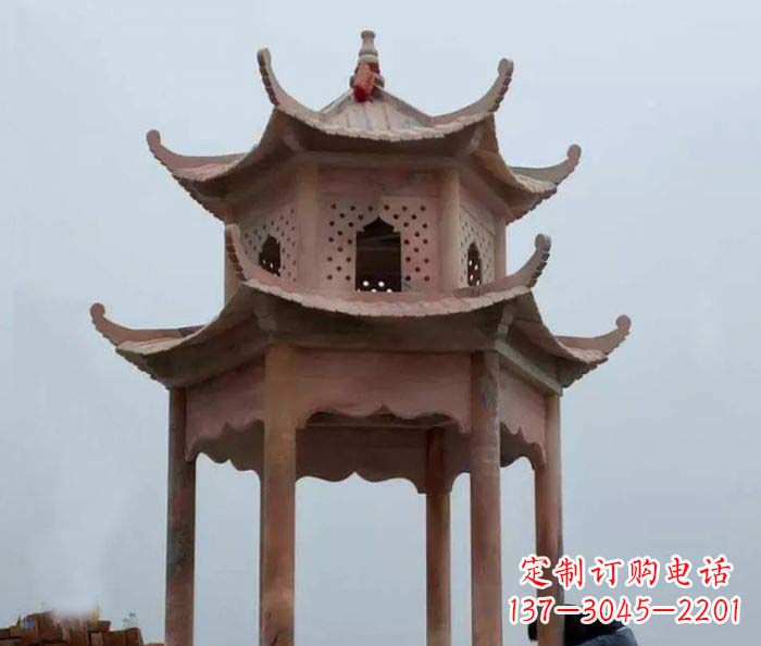 东营中领雕塑双层六角石雕凉亭
