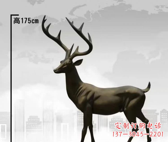 东营精美的铜制公园小鹿雕塑