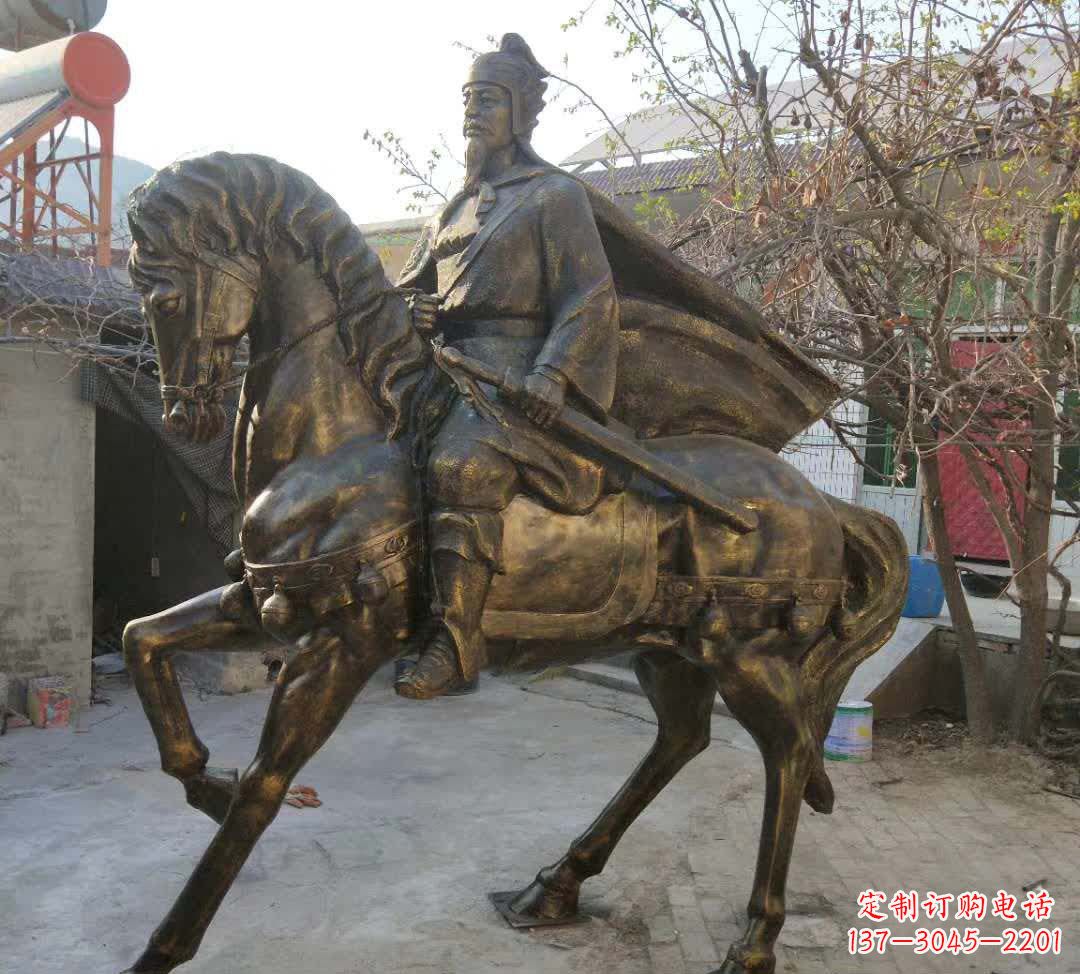 东营古典风格骑马人物铜雕塑