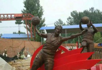 东营公园打篮球玻璃钢仿铜人物雕塑