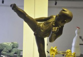 东营领雕塑男孩练功夫铜雕