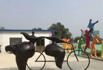 东营青春无悔，精致自行车雕塑
