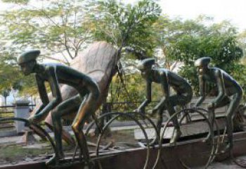 东营精致铜雕自行车景观雕塑