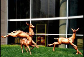 东营精美青铜动物雕塑——小鹿奔跑