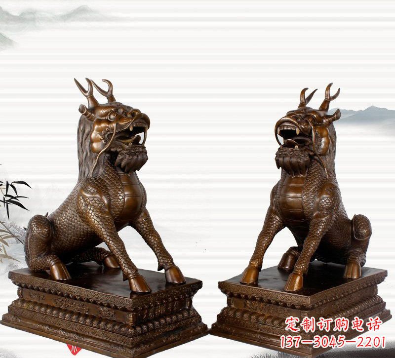 东营古典神麒麟铜雕,馥玉臻品