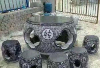 东营风格独特的鼓式仿古石桌凳石雕