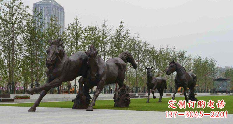 东营广场奔马动物铜雕