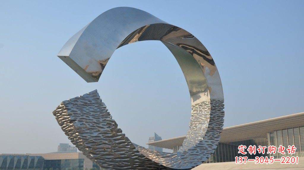 东营广场不锈钢抽象圆环雕塑1