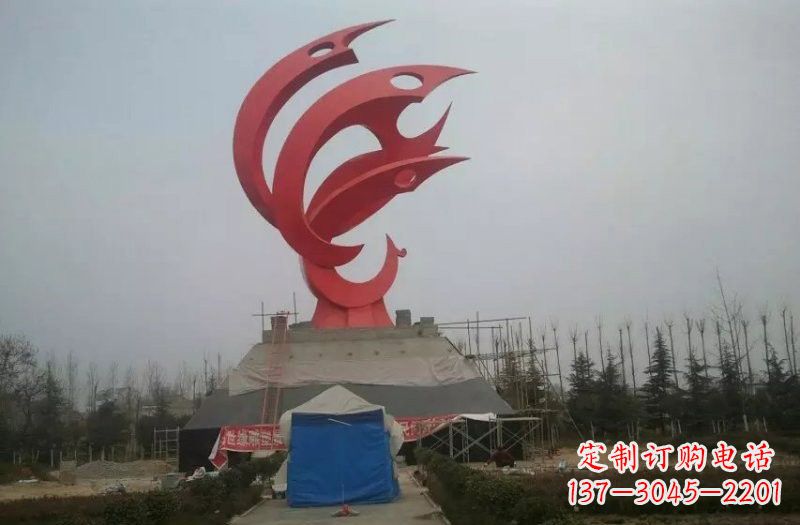 东营广场不锈钢凤凰雕塑222