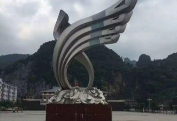 东营令人惊叹的不锈钢抽象翅膀雕塑