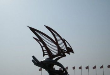 东营不锈钢手工帆船雕塑