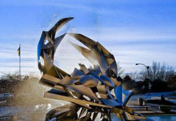 东营凤凰城不锈钢抽象螃蟹雕塑