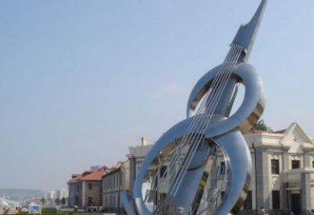 东营经典音乐雕塑：不锈钢大提琴