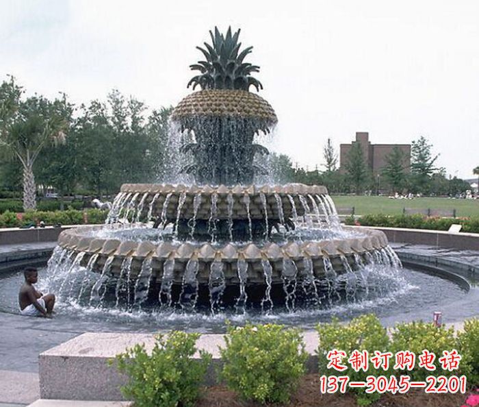 东营广场景观大型菠萝喷泉石雕
