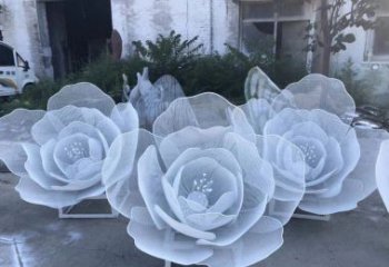东营广场不锈钢镂空花朵雕塑